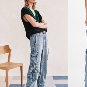 NWT. Pistola Bobbie Utility Mid Rise Loose Straight Jeans - Women